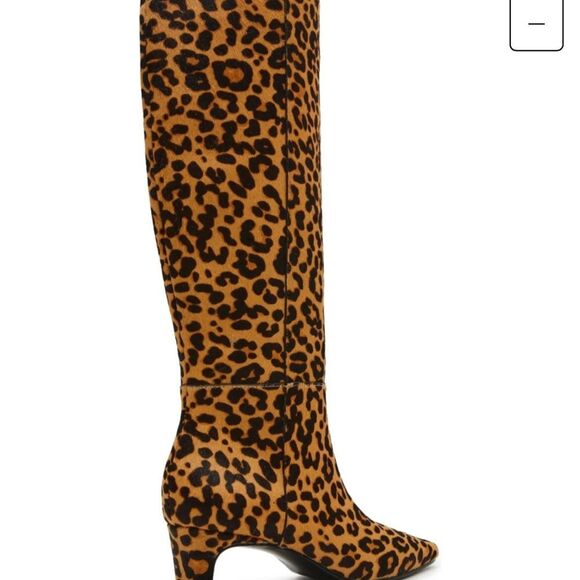 Steve Madden Leopard Animal Print Printed Cow Hair Kitten Heel Tall Boot 8.5 NEW - Picture 4 of 14